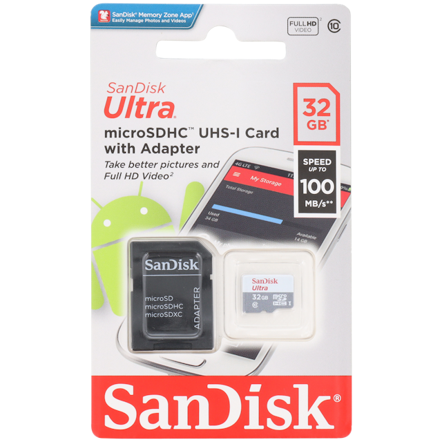 Gedetailleerd dubbel contant geld SanDisk Ultra Micro SDHC-kaart | Action.com