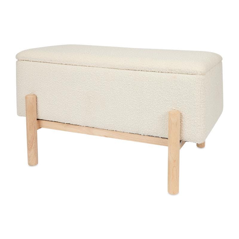 Banc de rangement en teddy - crème