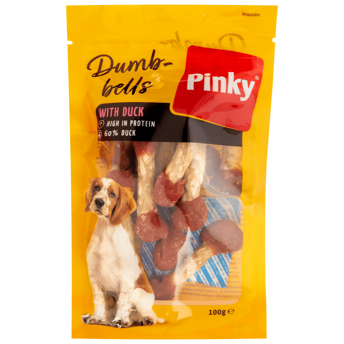 Aperitivos para perros Pinky Duck Dumbbells