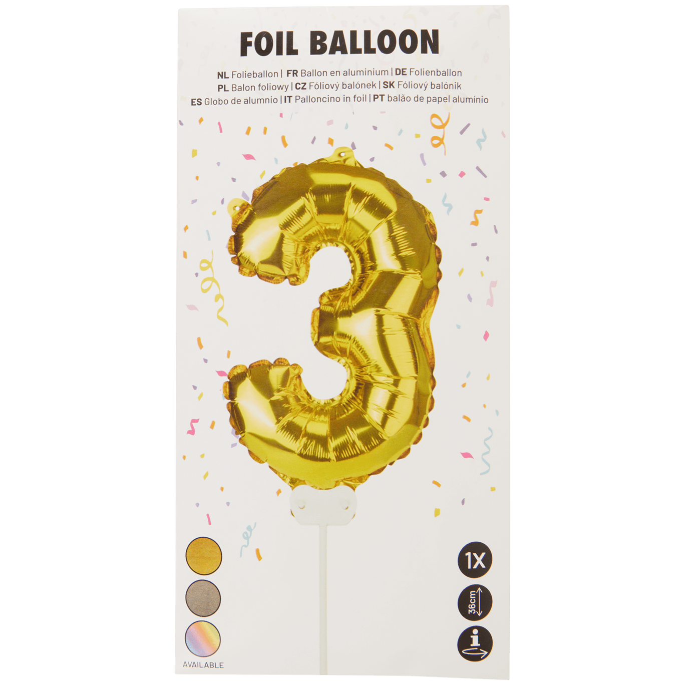 Balão de alumínio com forma de número