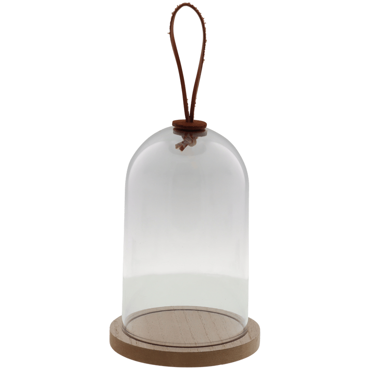 Campana di vetro con base in legno