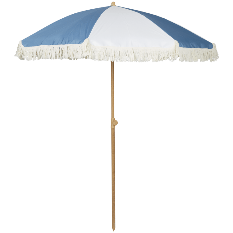 Parasol de playa retro con flecos