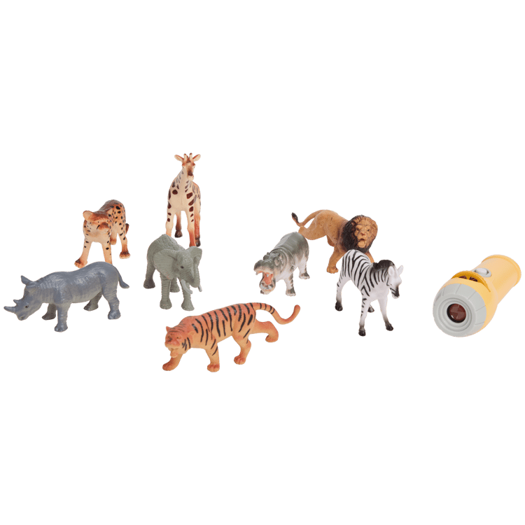 Figurines d'animaux avec lampe projecteur