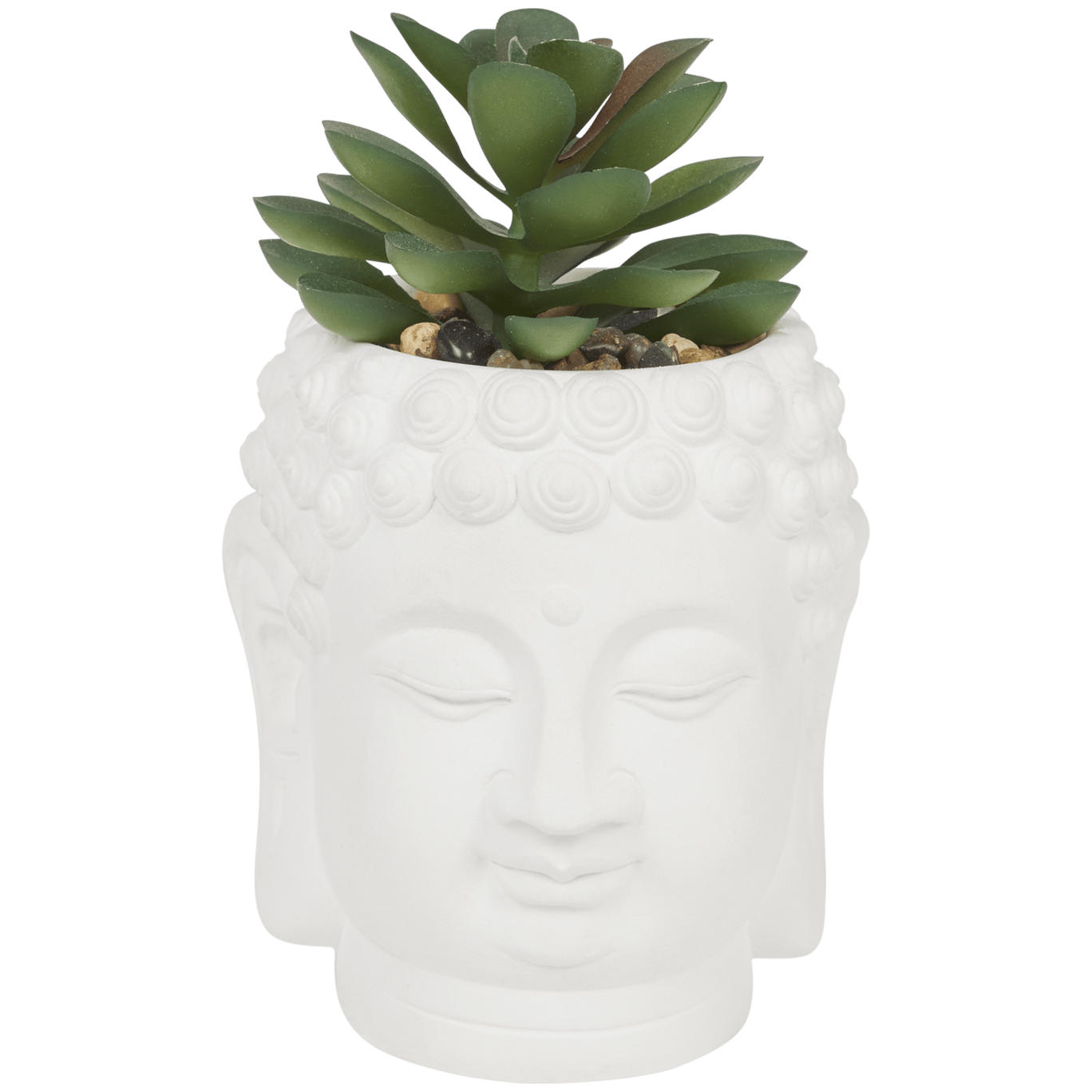 Kvetináč v tvare Budhu s umelou rastlinou