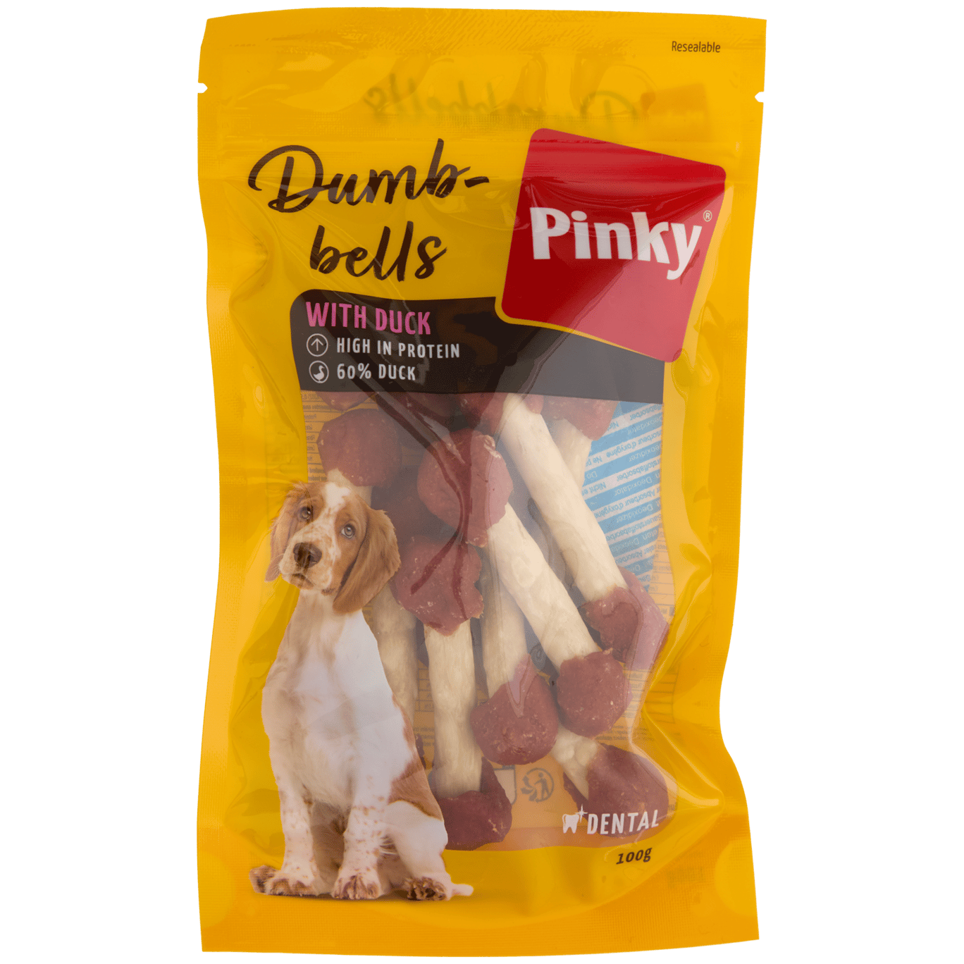 Aperitivos para perros Pinky Duck Dumbbells