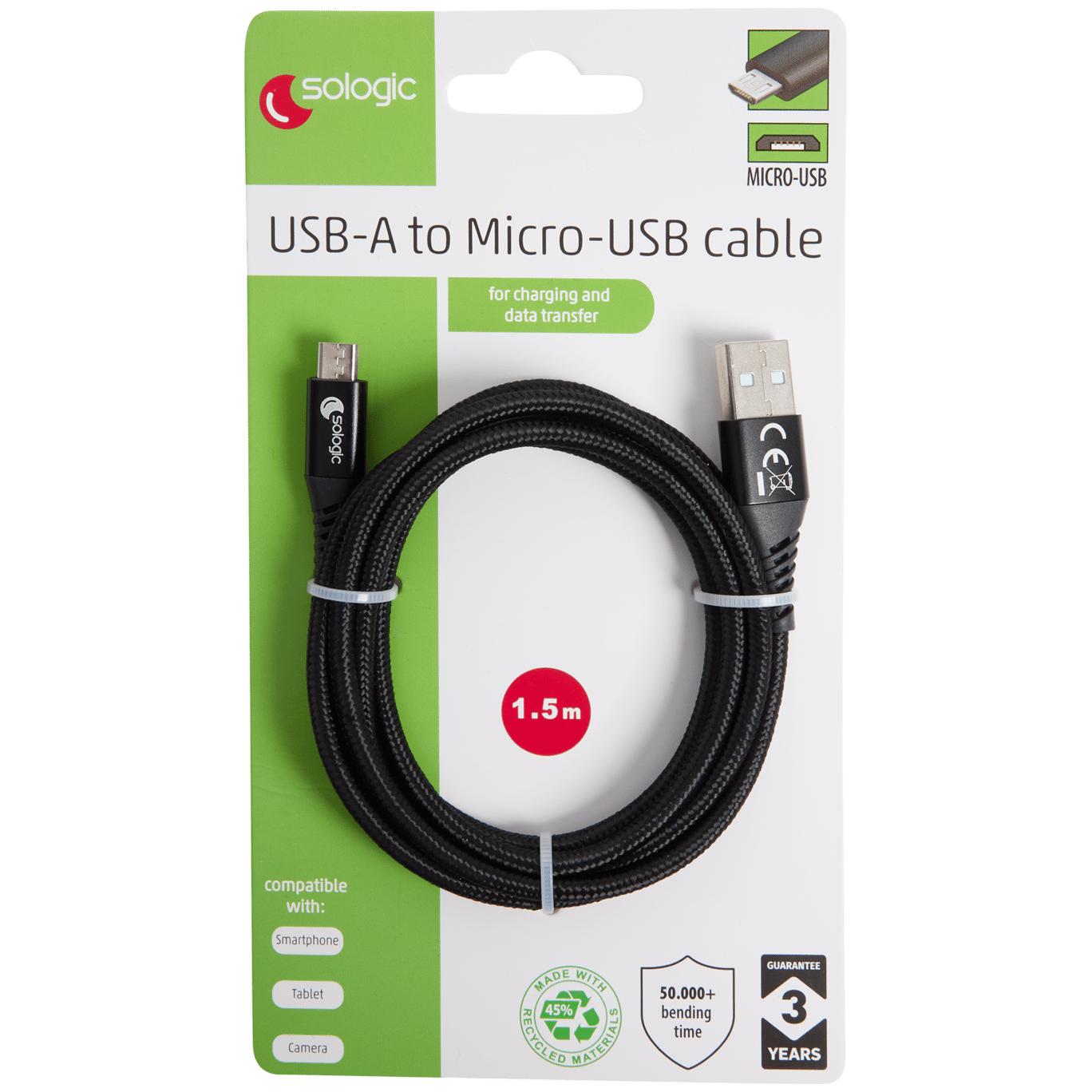 Kabel do ładowania i przesyłania danych Sologic Micro USB