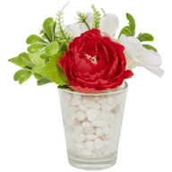 Ramo de flores artificiales en un jarrón