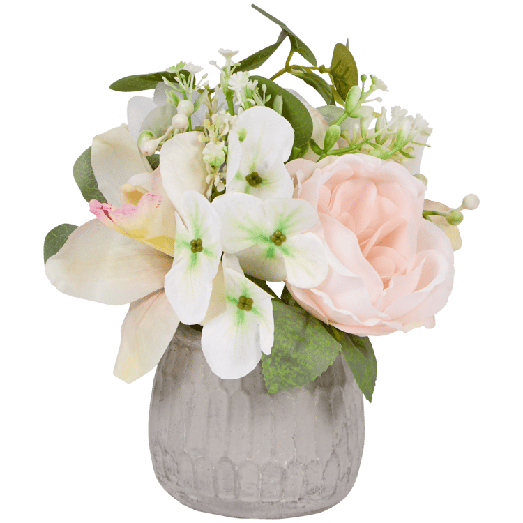 Bouquet de fleurs artificielles dans un pot