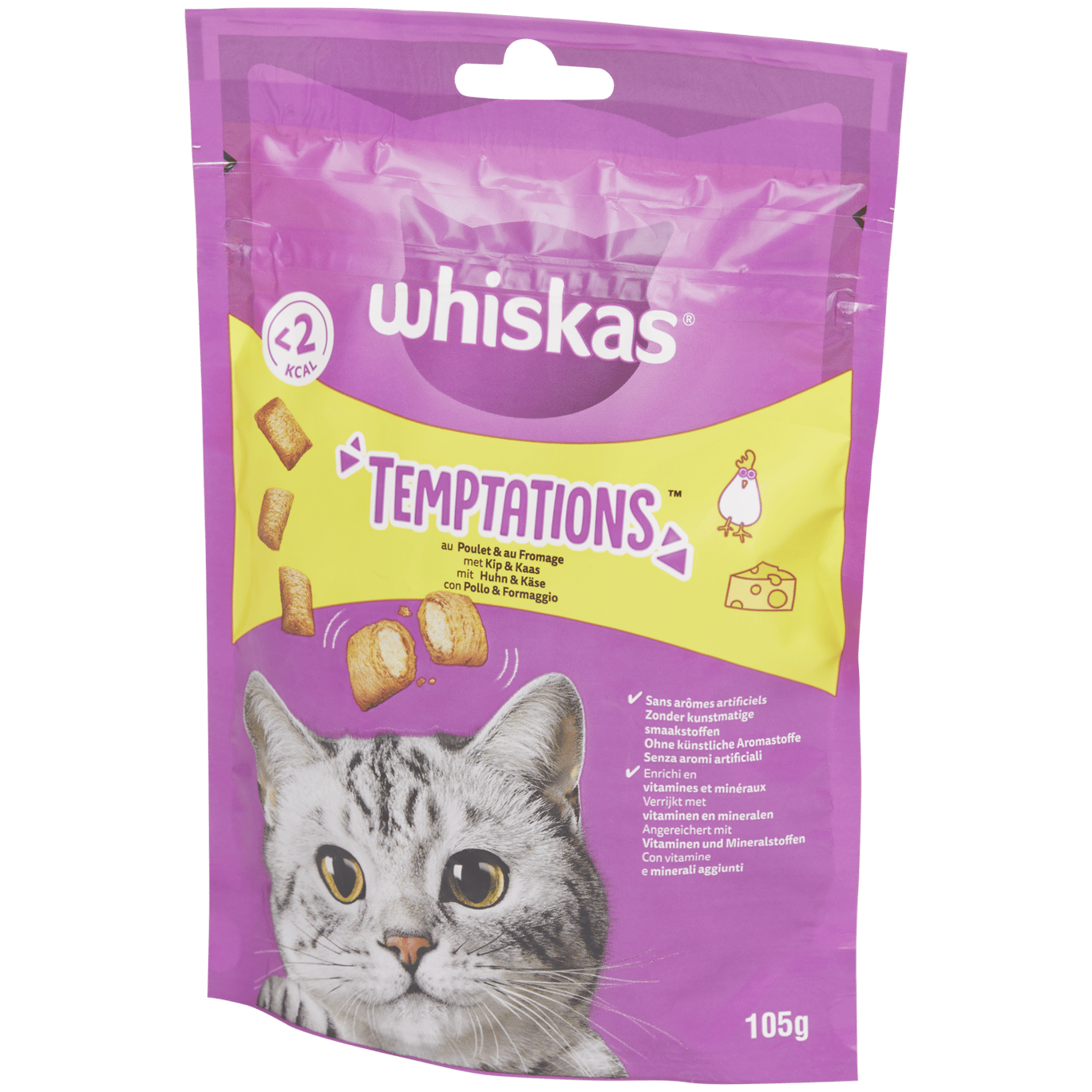 Snack per gatti Whiskas Temptations con pollo e formaggio