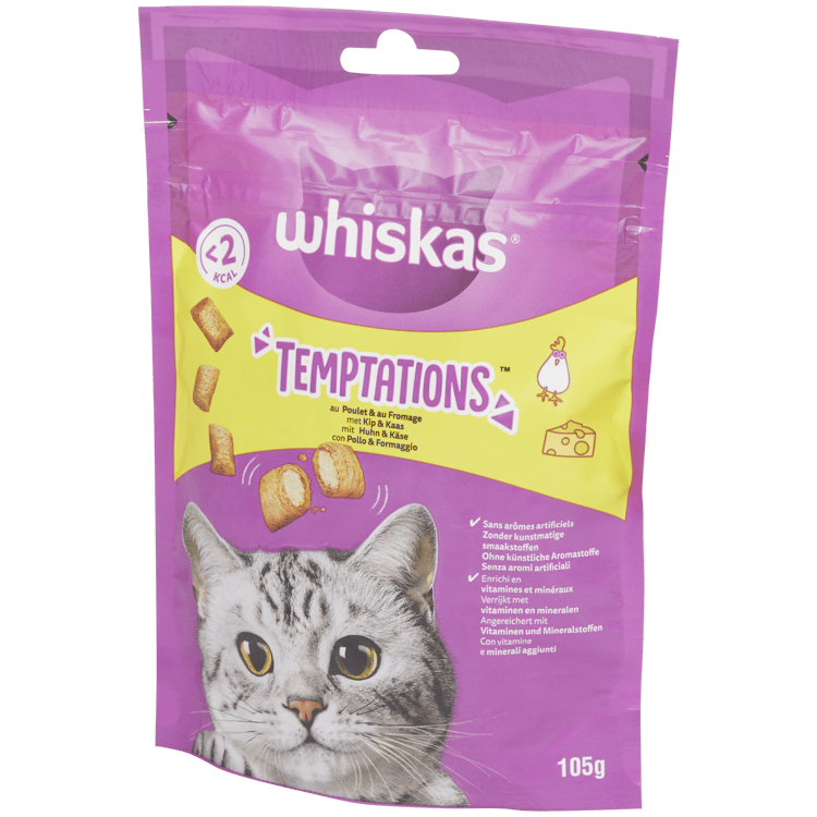 Snack per gatti Whiskas Temptations con pollo e formaggio