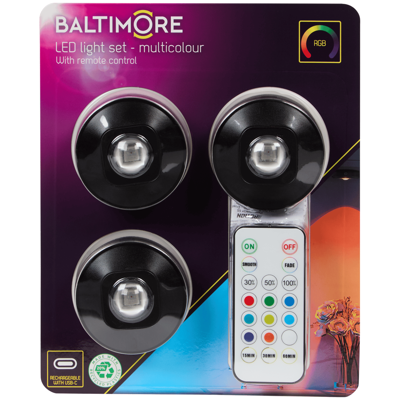 Lampki LED wielokrotnego ładowania Baltimore