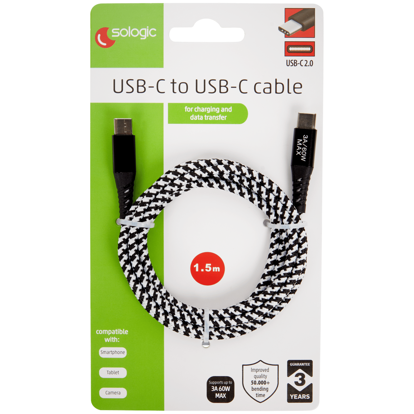 Cabo de dados e carregamento Sologic USB-C