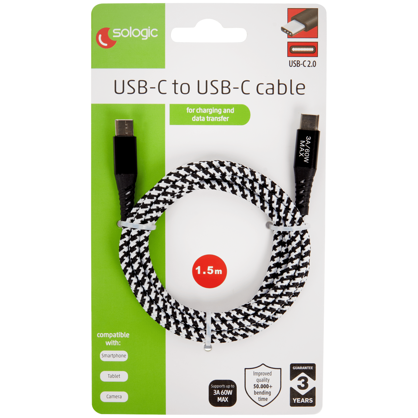 Cable de carga y datos Sologic De USB-C a USB-C