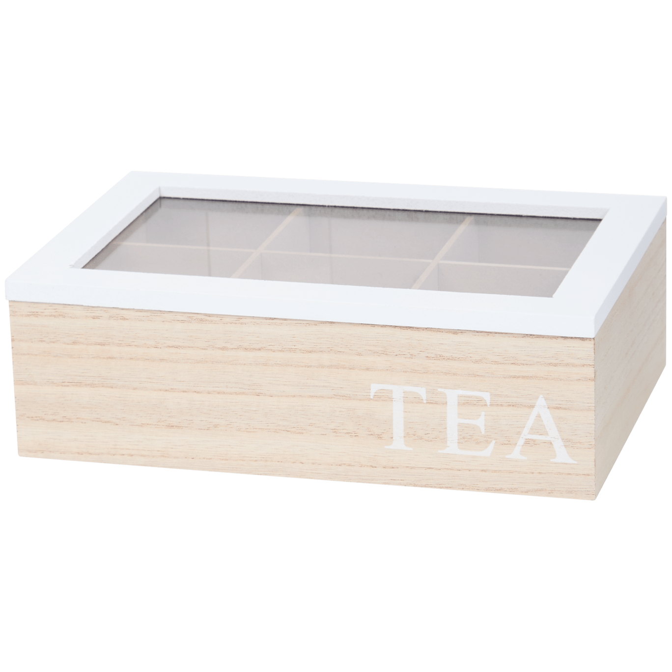 Caja de té con texto