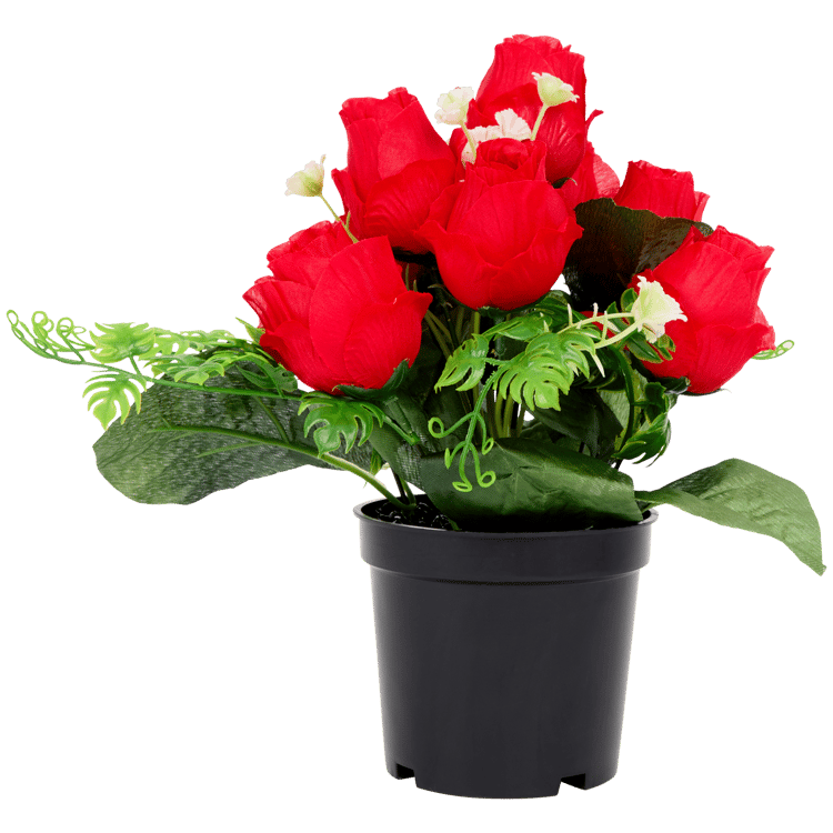 Rosas artificiais em vaso