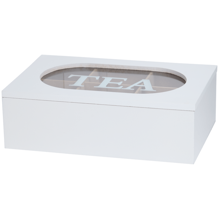 Pudełko na herbatę z napisem