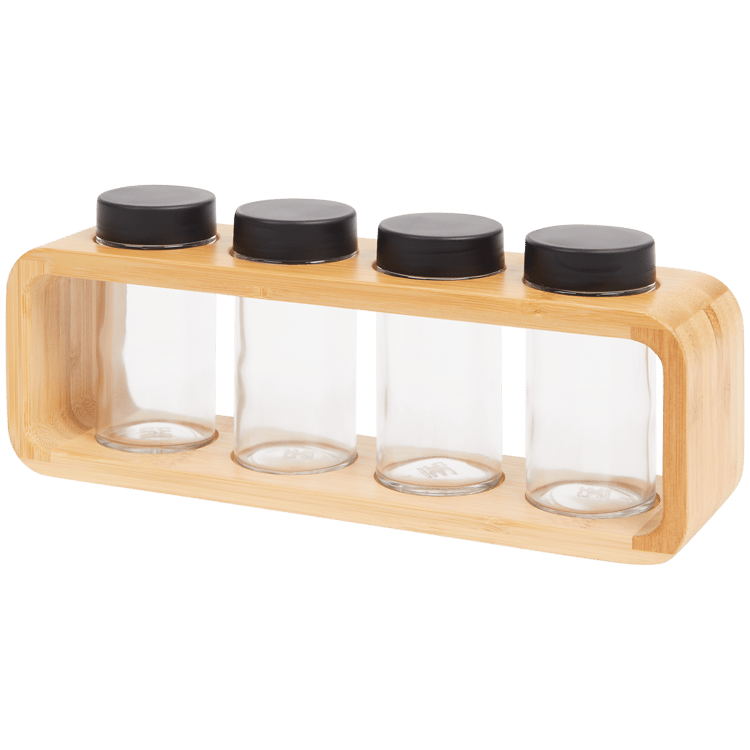 Étagère à épices avec pots en verre