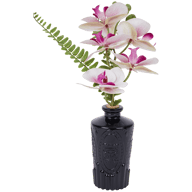 Orchidée artificielle dans bouteille en verre