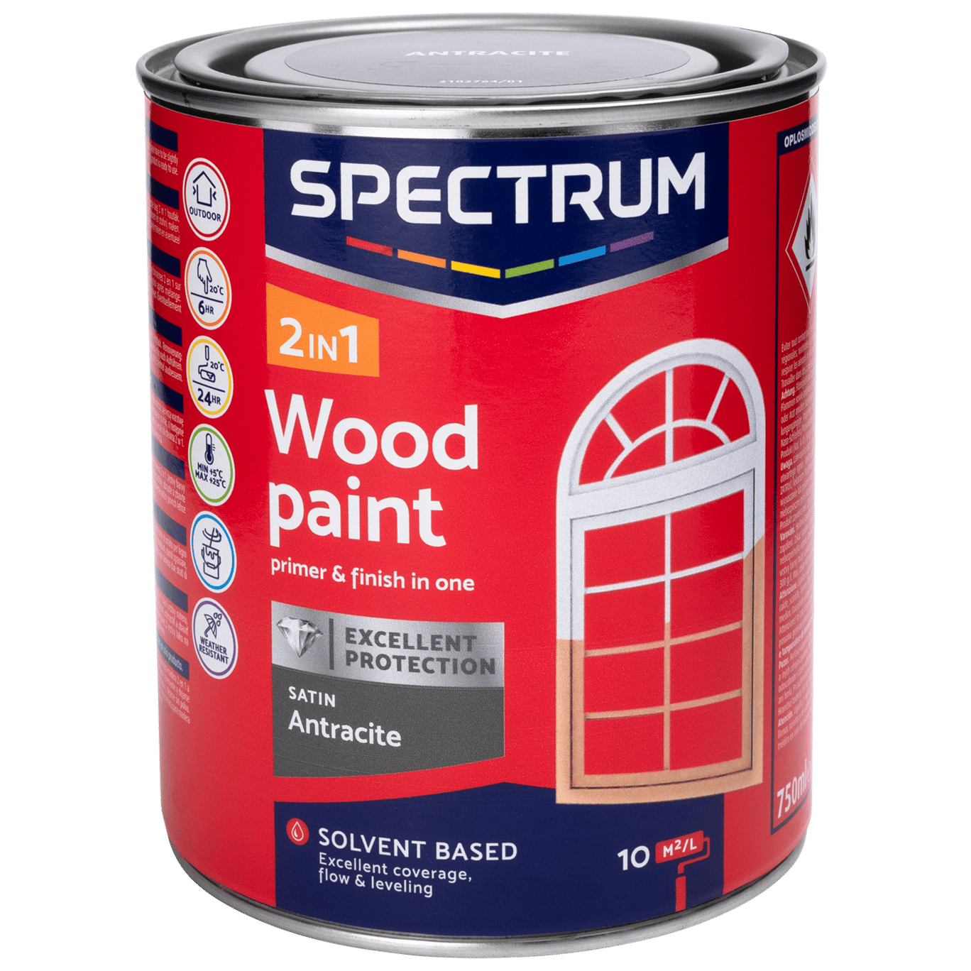 Spectrum 2-in-1 zijdeglans houtlak antraciet