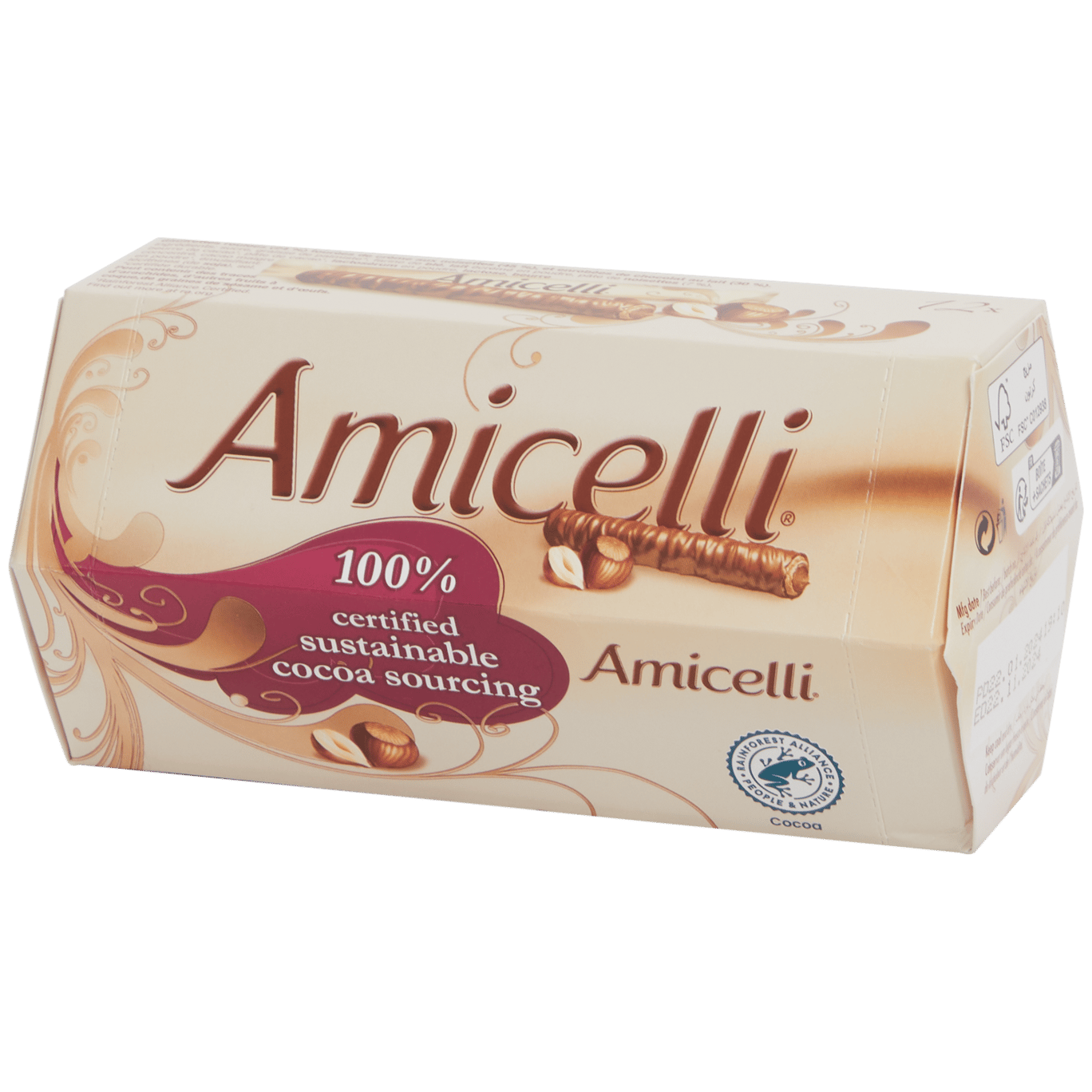 Bastoncini di wafer al cioccolato e nocciole Amicelli