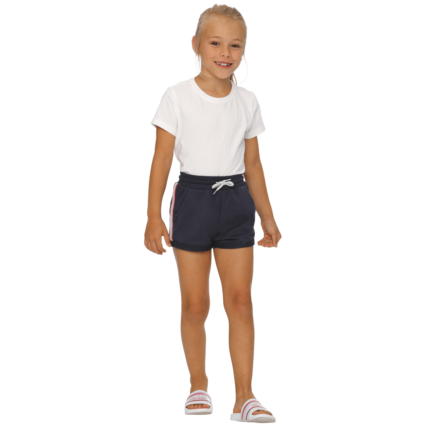 Dětské teplákové šortky s lurexovými proužky