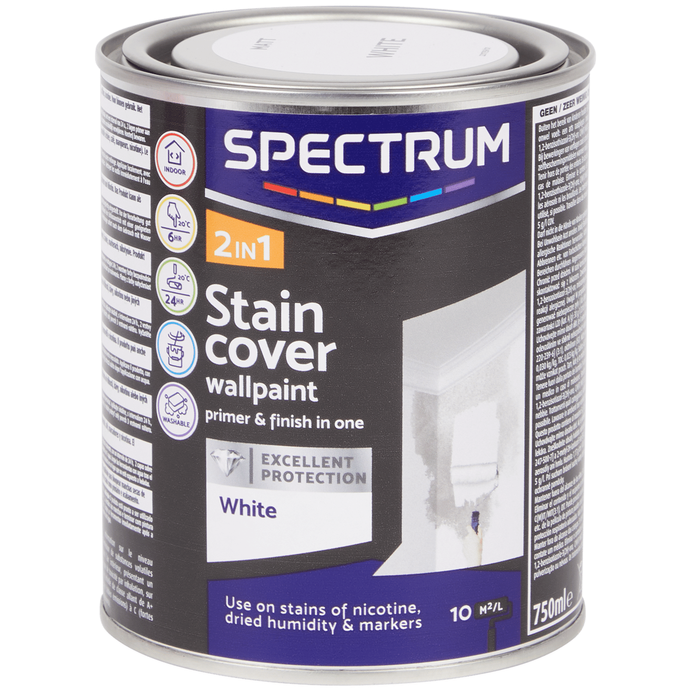 Spectrum 2-in-1 Wandfarbe Fleckenabdeckung Weiß