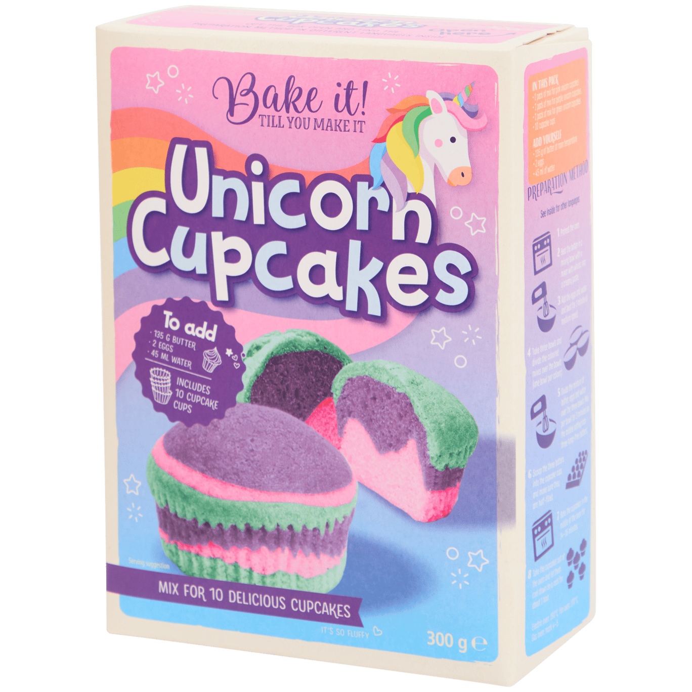 Préparation pour cupcakes licorne/arc-en-ciel Bake it!