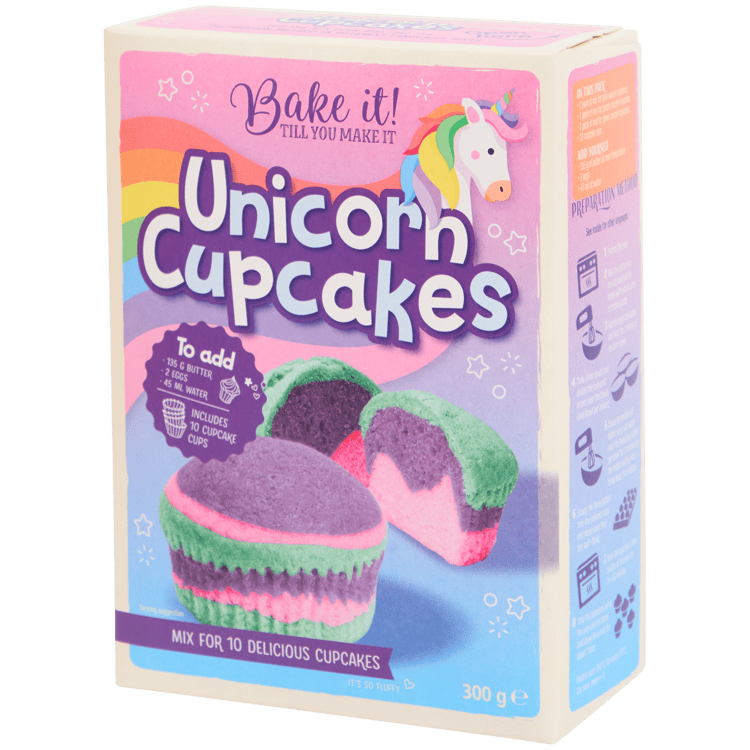 Préparation pour cupcakes licorne/arc-en-ciel Bake it!