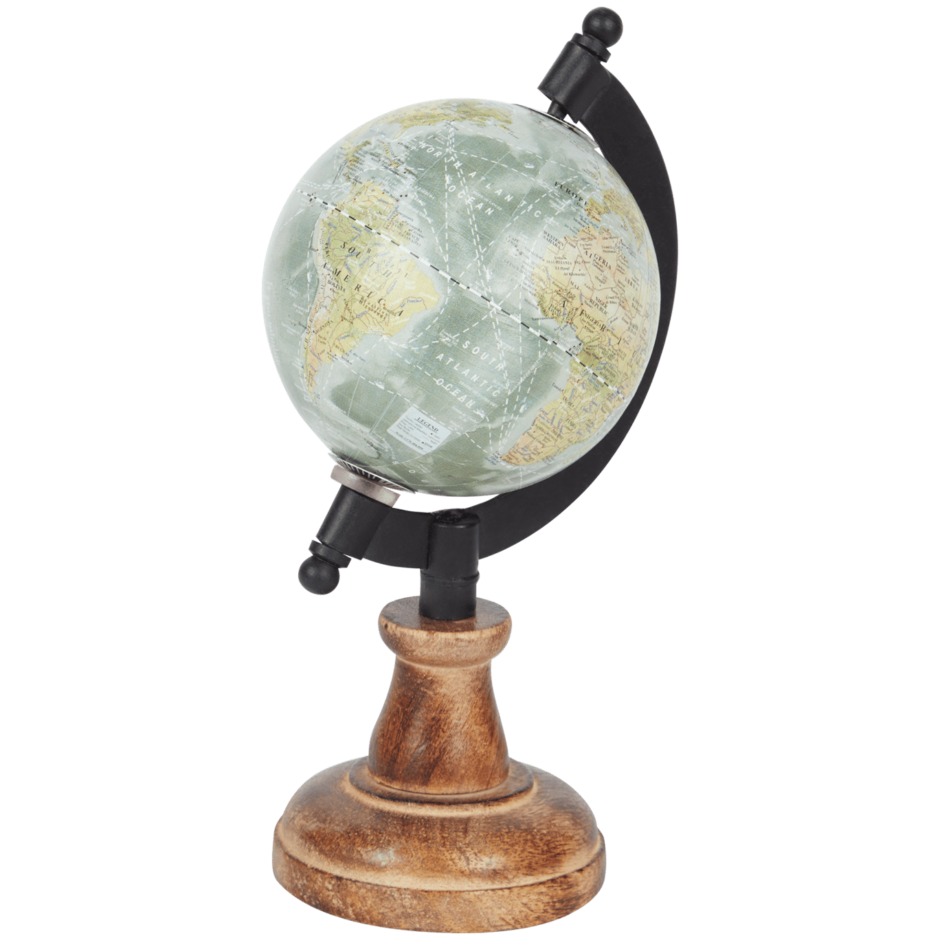 Globus mit Fuß aus Mangoholz