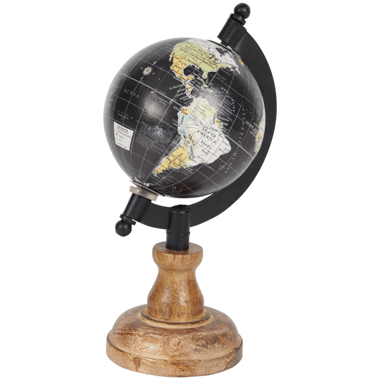 Globus mit Fuß aus Mangoholz