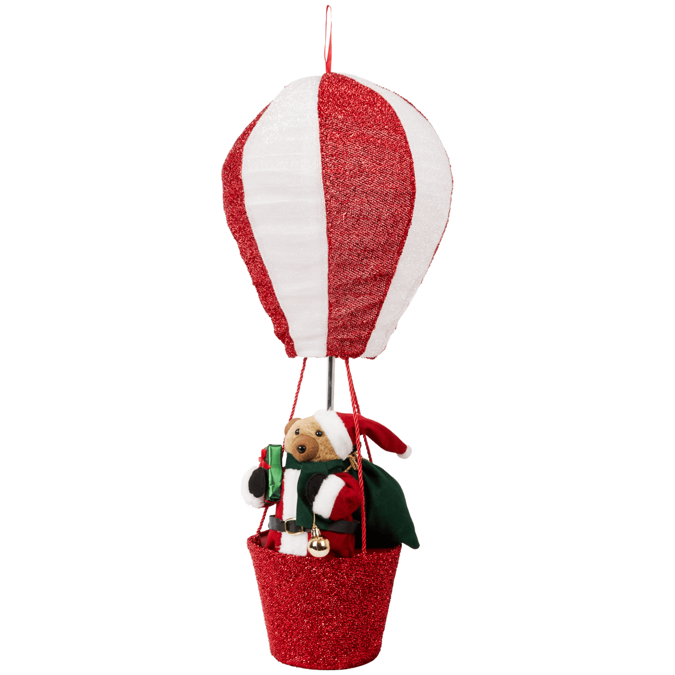 Weihnachtsfigur im Heißluftballon