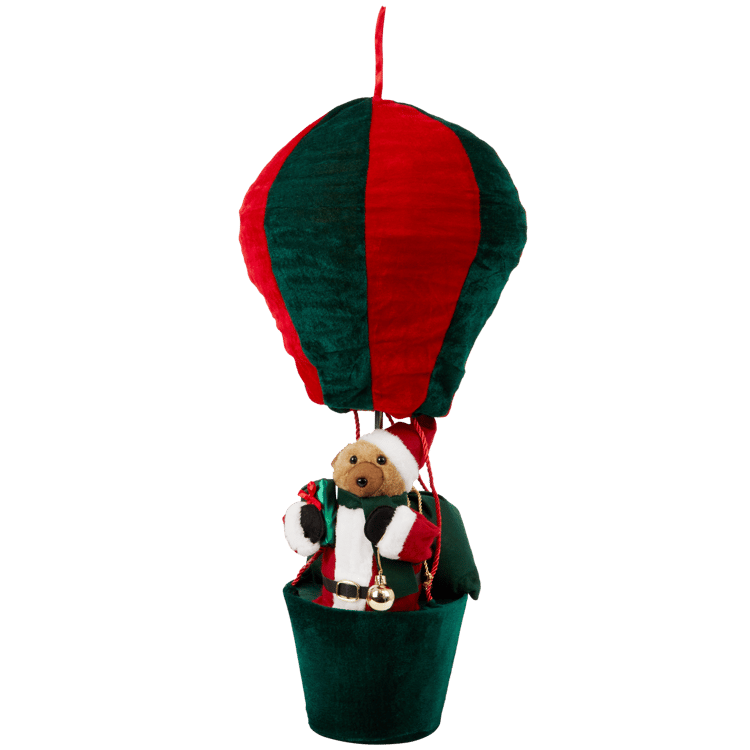 Weihnachtsfigur im Heißluftballon