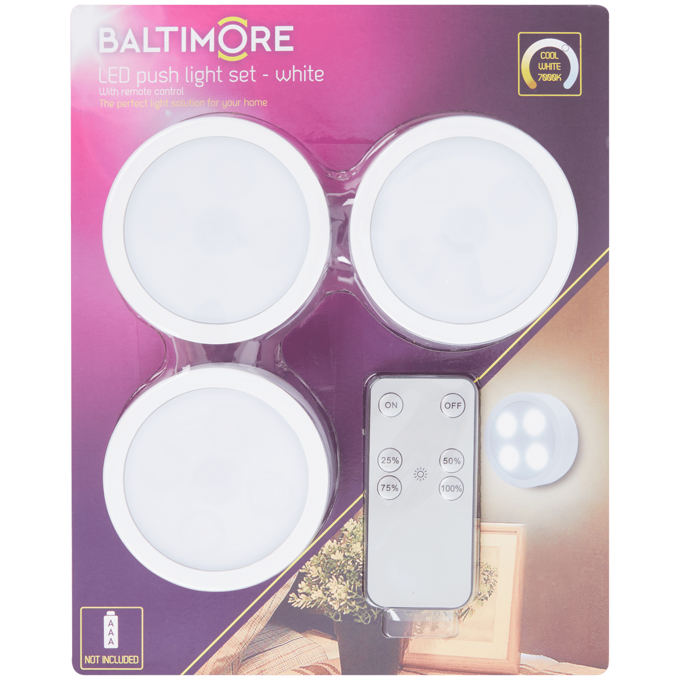 Baltimore Selbstklebende LED-Spots mit Fernbedienung