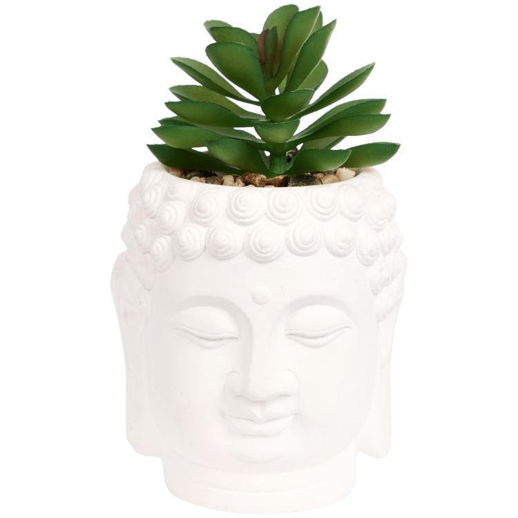 Vaso Buddha con pianta artificiale