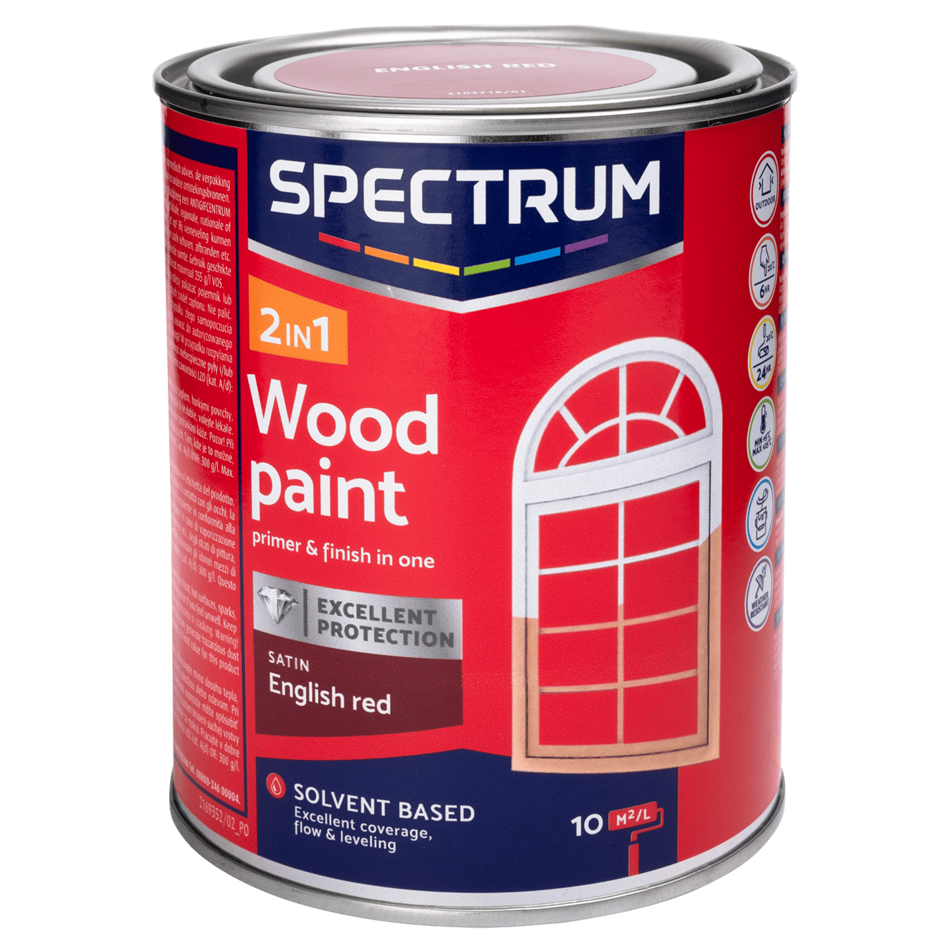 Laque satinée pour bois 2-en-1 Spectrum Rouge anglais