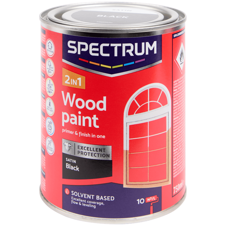 Spectrum 2-in-1 Holzlack Seidenglanz Schwarz