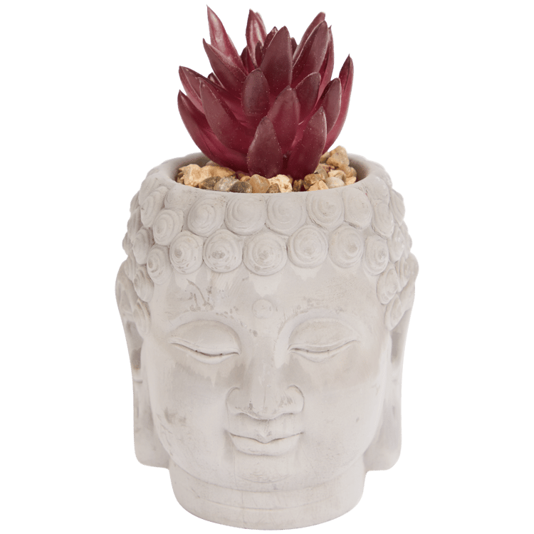 Vaso Buddha con pianta artificiale