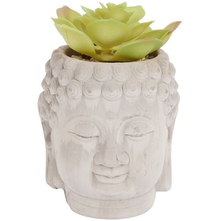 Vaso Buddha con pianta artificiale