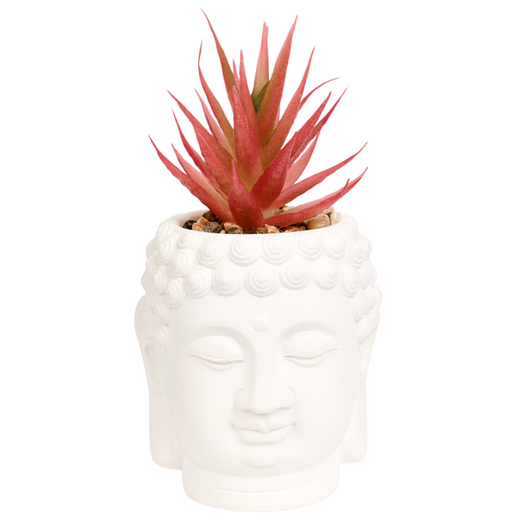 Vaso Buddha con pianta artificiale