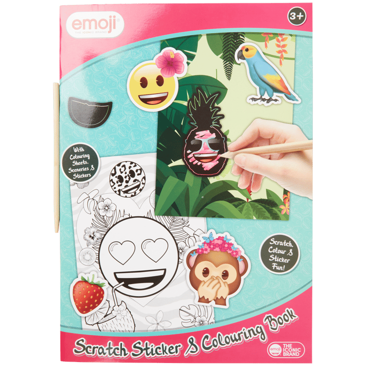 Livre de coloriage avec autocollants à gratter Emoji