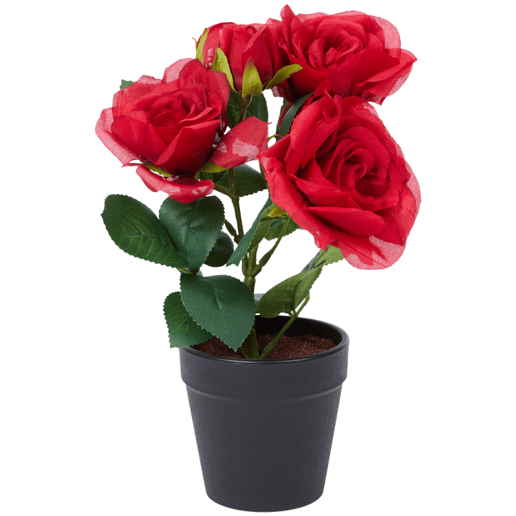 Rosa artificial em vaso