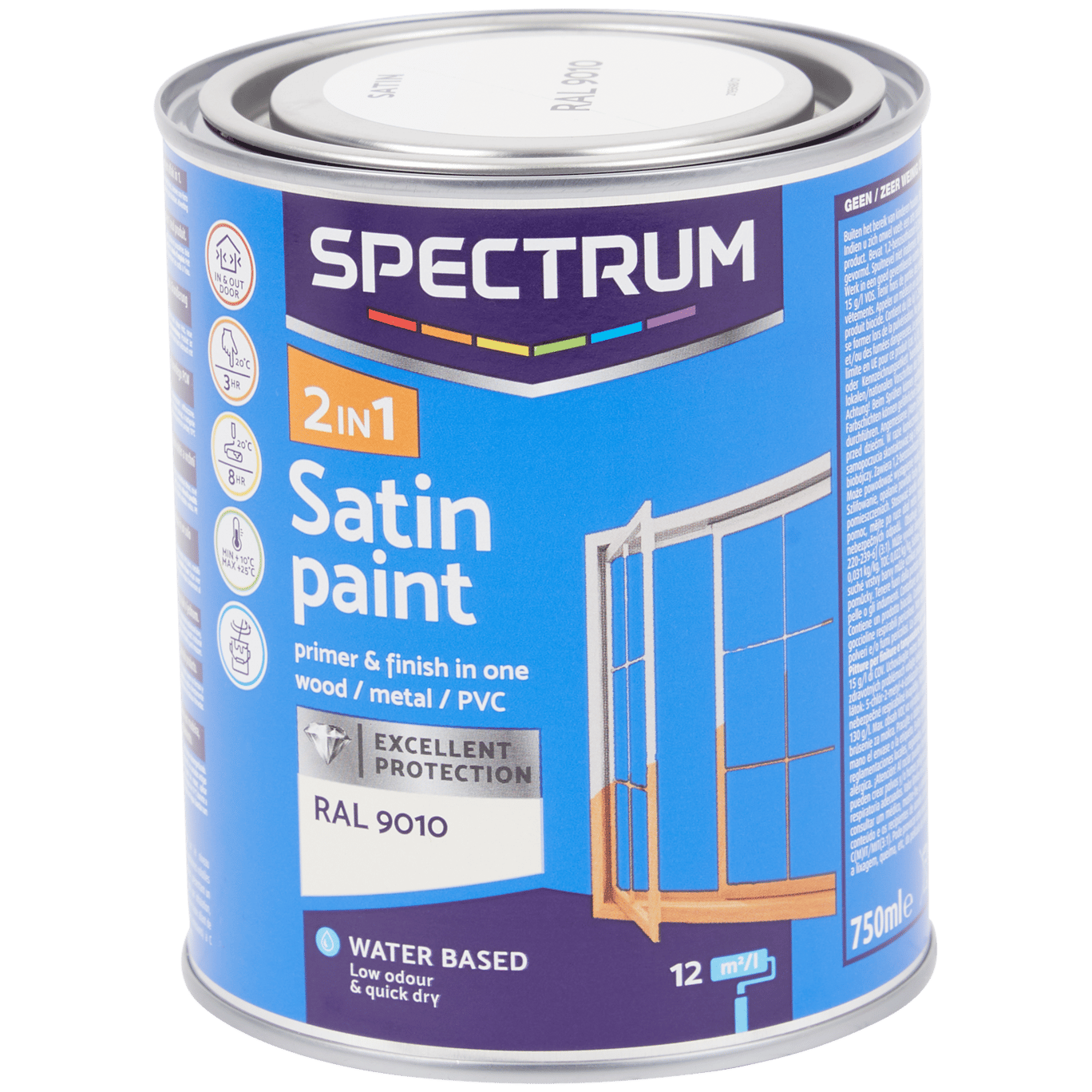 Spectrum laque pour bois satinée 2-en-1 noir 750 ml