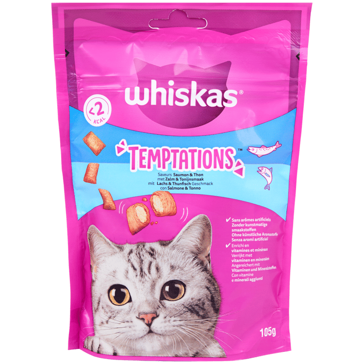 Golosinas para gatos Whiskas Temptations salmón y marisco