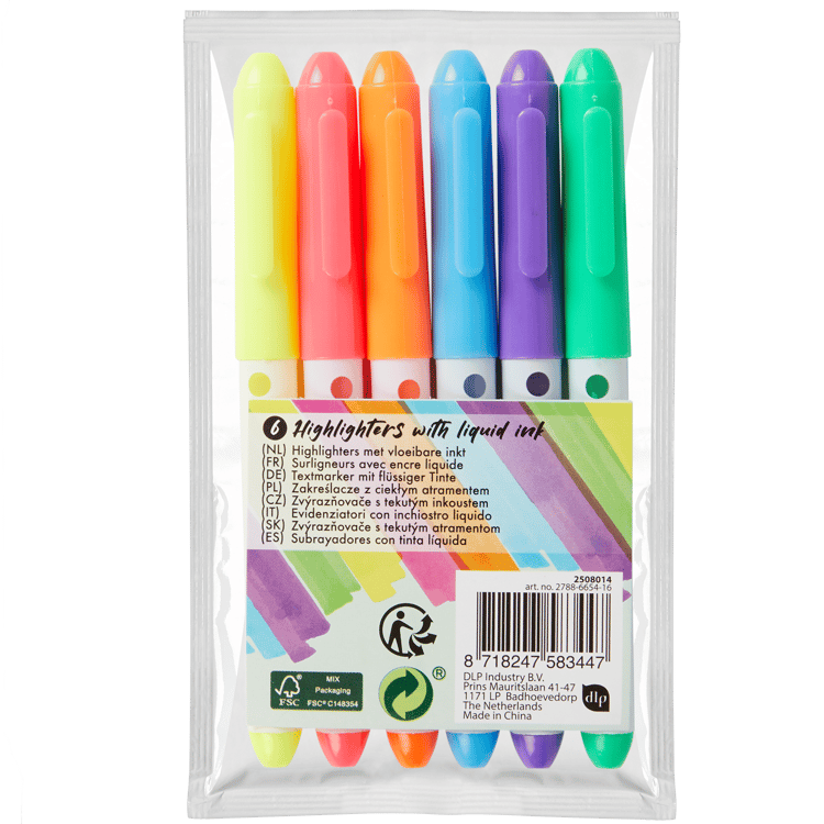 Marcadores fluorescentes con tinta líquida