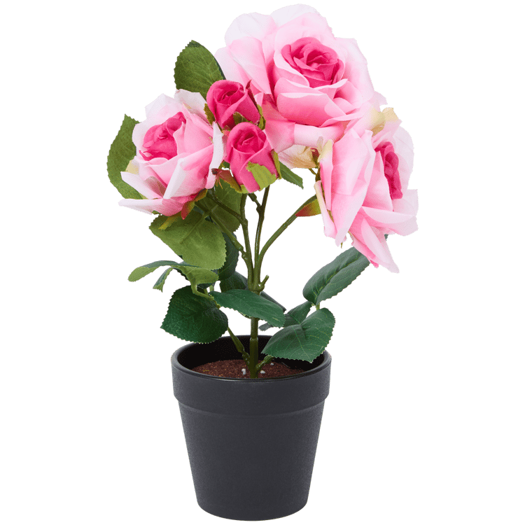 Rosa artificial em vaso