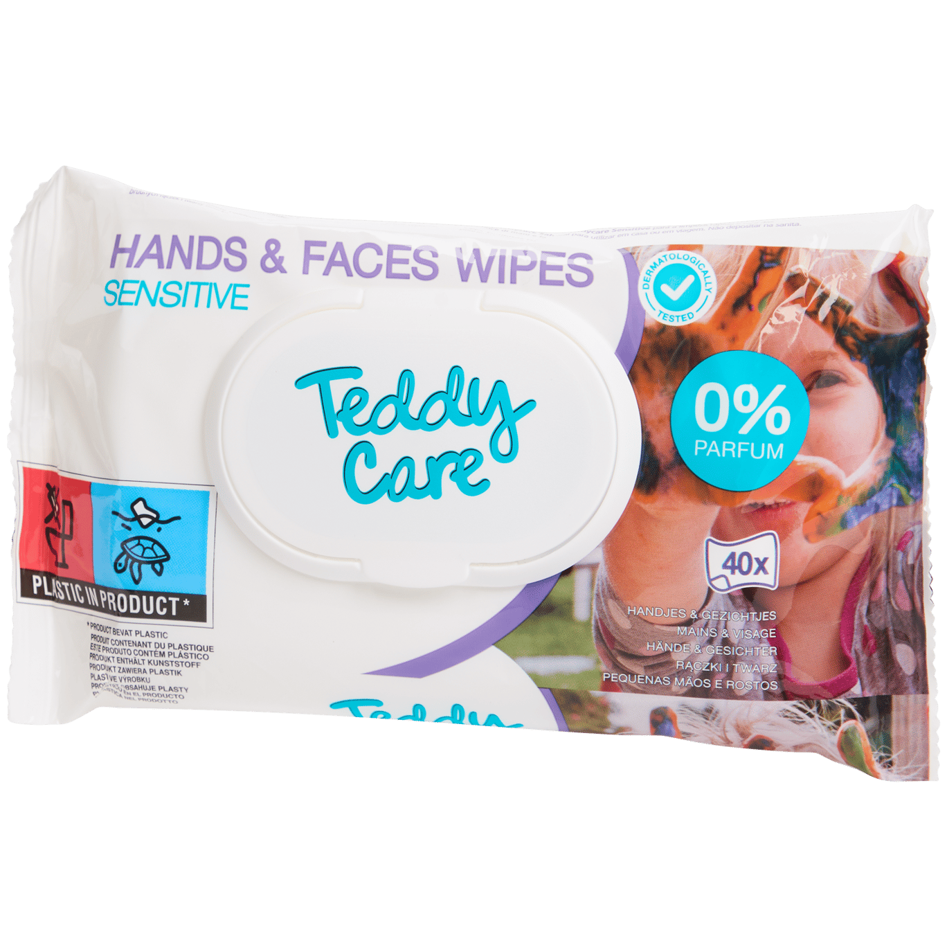 Salviette umidificate mani e viso Teddy Care Sensitive