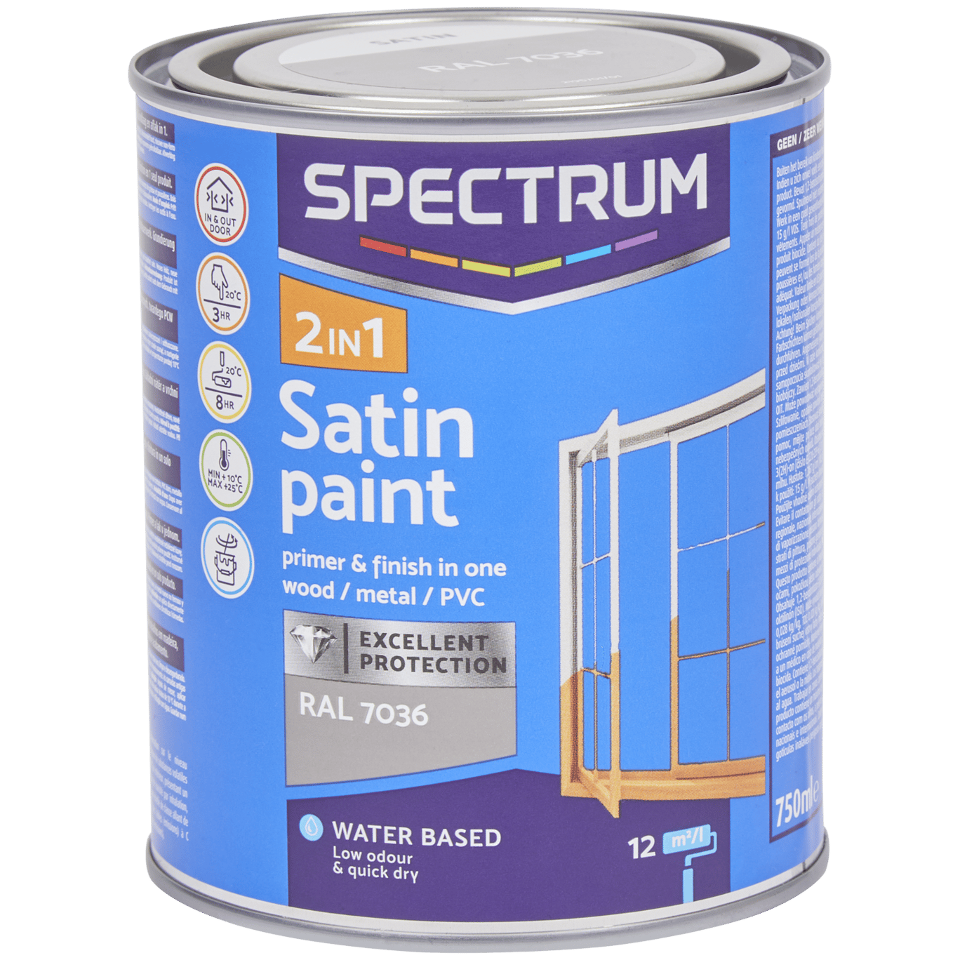 Peinture satinée 2-en-1 Spectrum RAL 7036