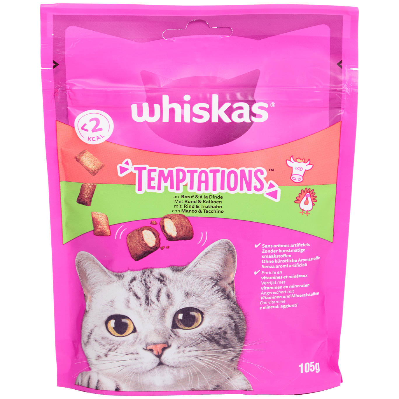 Kočičí pamlsky Whiskas Temptations Hovězí a krůtí maso