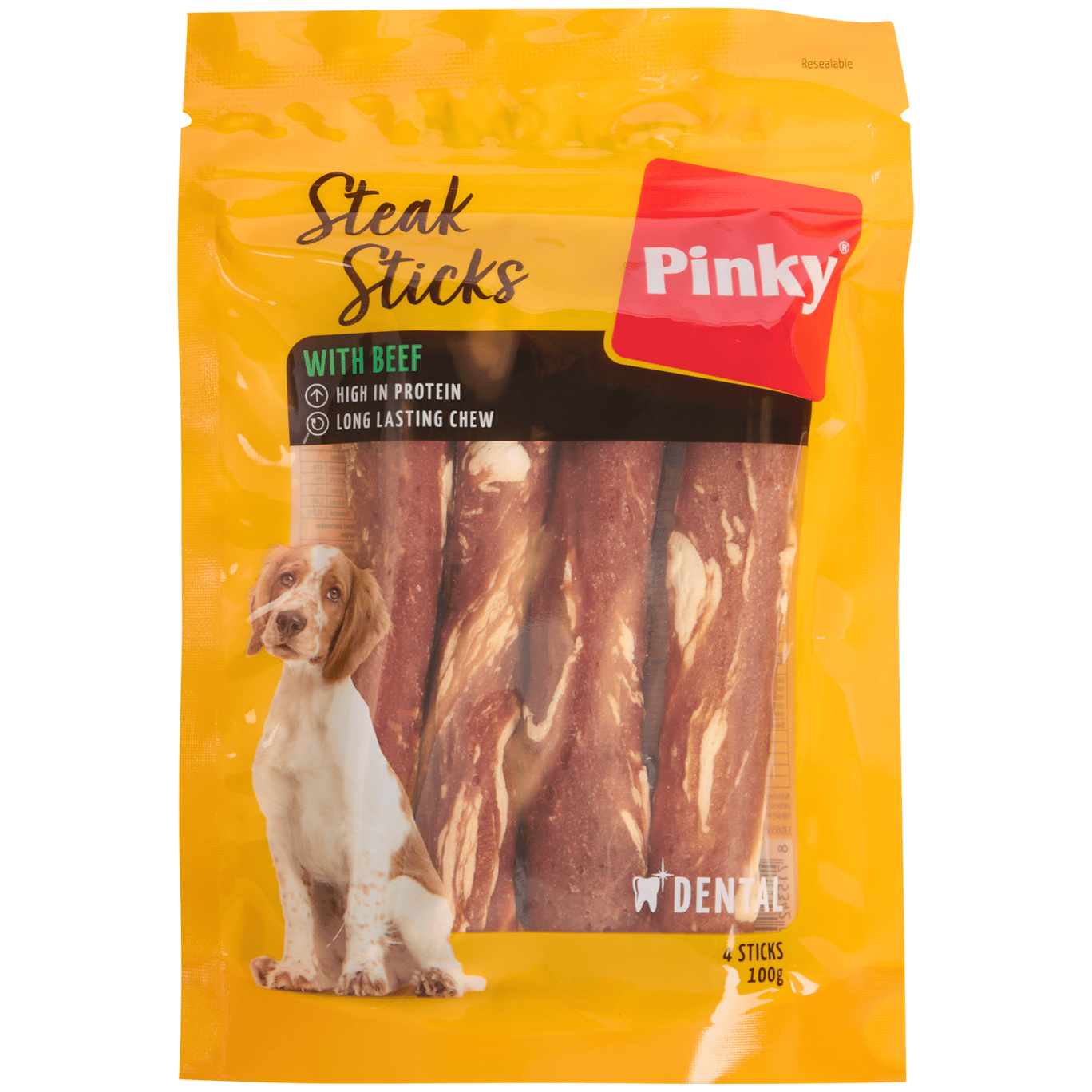 Bâtonnets à mâcher pour chien Pinky Steak Sticks