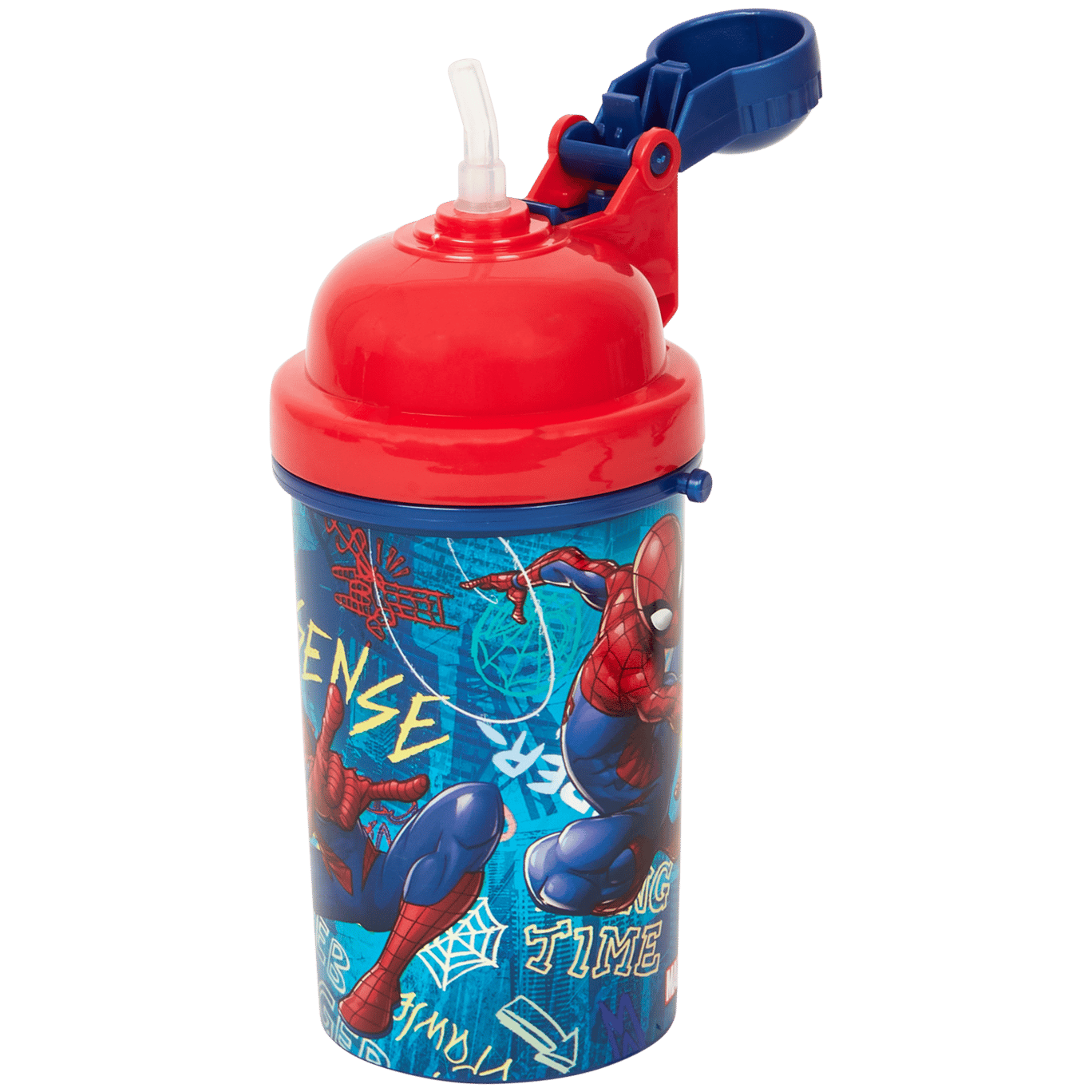 Gobelet avec paille Spiderman enfant verre en plastique reutilisable